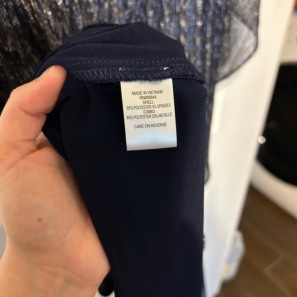 Glamour Navy Dress with Metallic Sheen - Picture 7 of 8